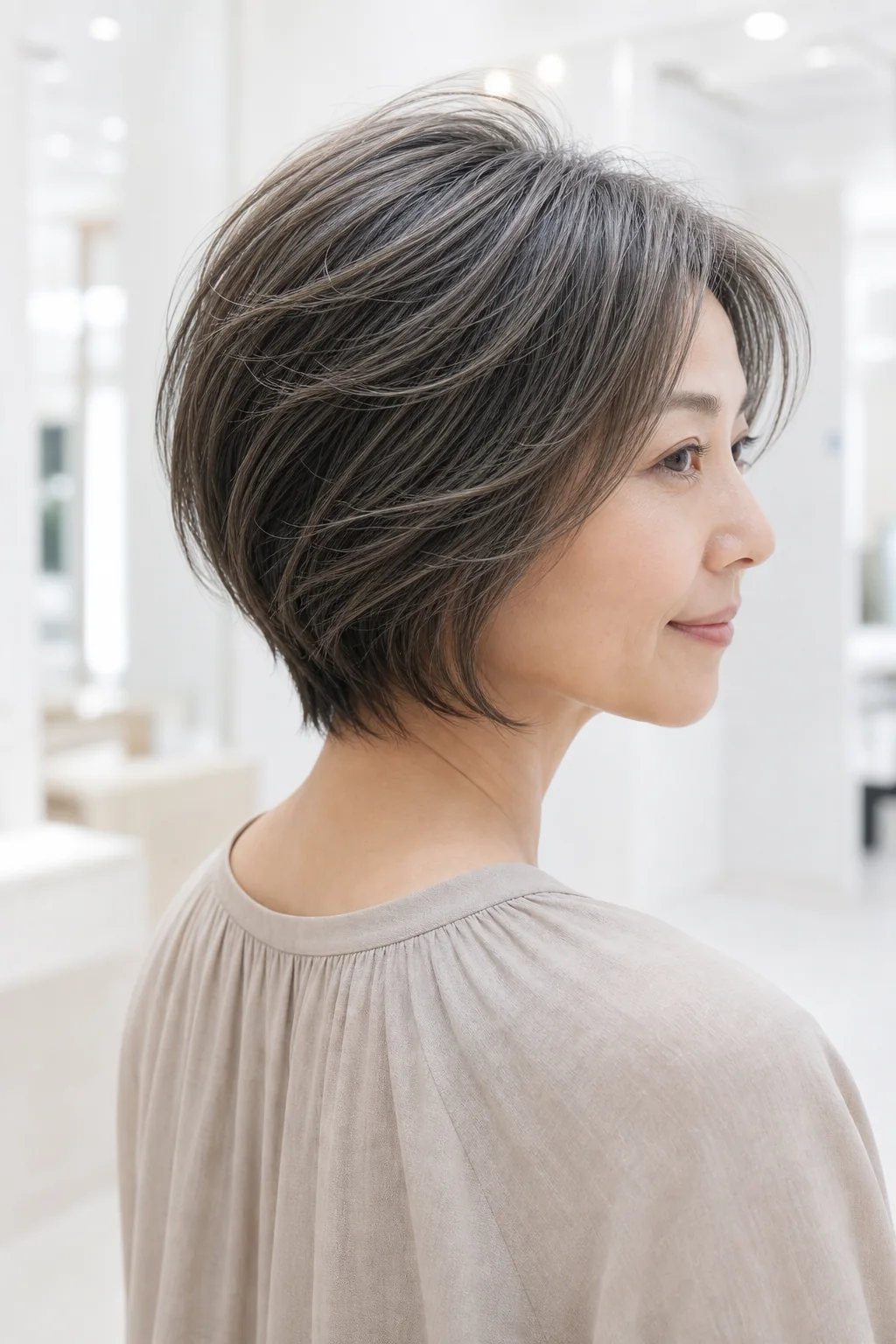 花森町 白髪ぼかし Kukka Hairの落ち着いたグレージュカラー